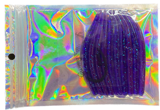 Worm 4 “ (Qty 10) - Purple with blue glitter