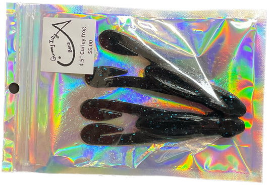 Curly Frog 4.5 ” - Black with blue red glitter