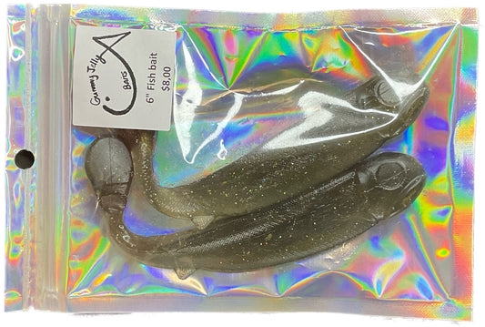 Fish bait 6 “ -  Mix gold smoke pearl with holo glitter