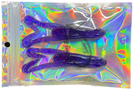 Curly Frog 4.5 ” - Purple with red - blue glitter