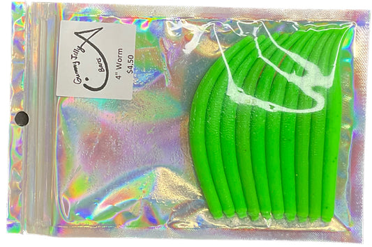 Worm 4 “ (Qty 10) - Hot green