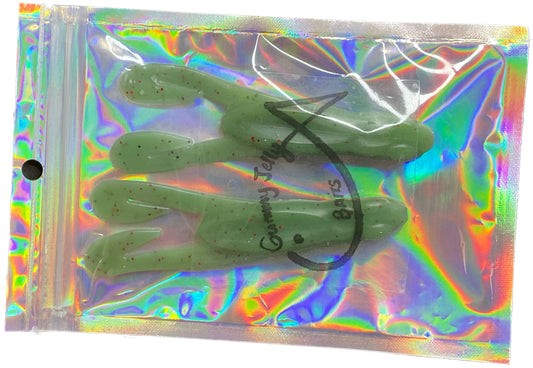 Curly Frog 4.5 “ - Green  with black and red glitter