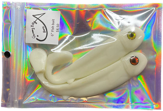 Fish bait 6 “ with 3D eyes -  Basic white